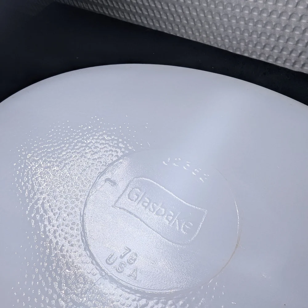 1970’s Glasbake USA Serving Dish. Oval Divided Milk Glass Dish with Oliv…